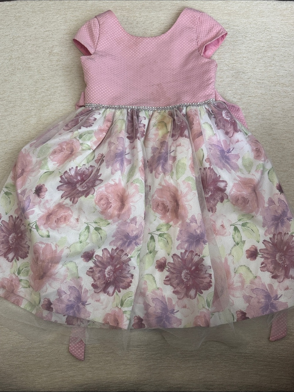 Pink Floral Tulle Party Dress